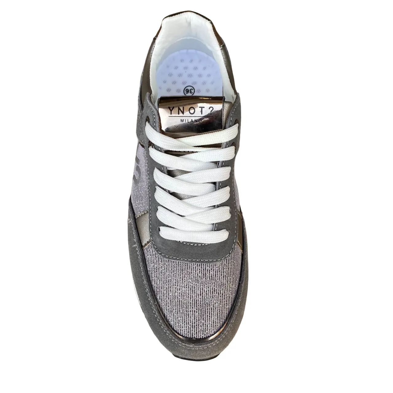 YNot scarpa sneakers da donna con zeppa YNI3510 D9ASH grigio-argento